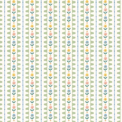 Multicolor Floral Striped Pattern Mural For Cheerful Spaces