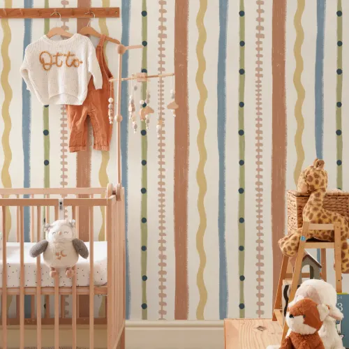 Multicolor Retro Striped Pattern Mural With Classic Twist