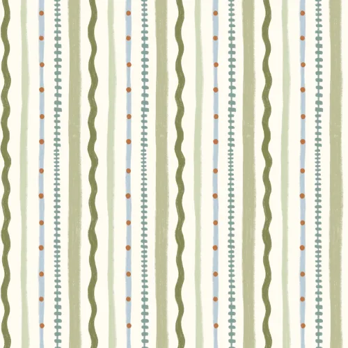 Green Striped Retro Pattern Mural With Playful Vibe