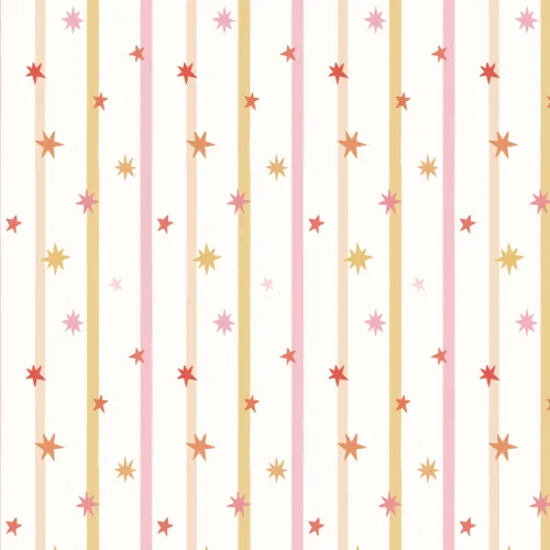 Pink Striped Star Pattern Kids' Room Mural