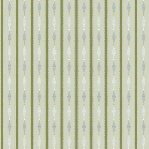 Green Geometric Striped Kids’ Mural For Playful Ambience