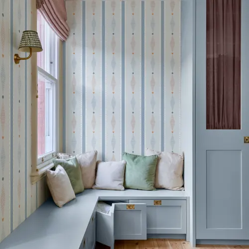 Blue Geometric Elegance Striped Modern Pattern Mural
