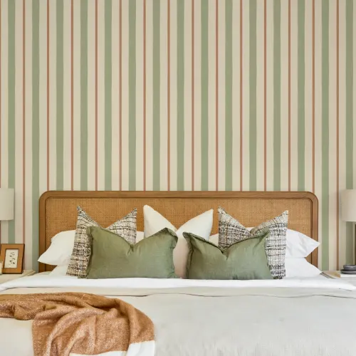 Green Striped Pattern Mural For An Elegant Atmosphere