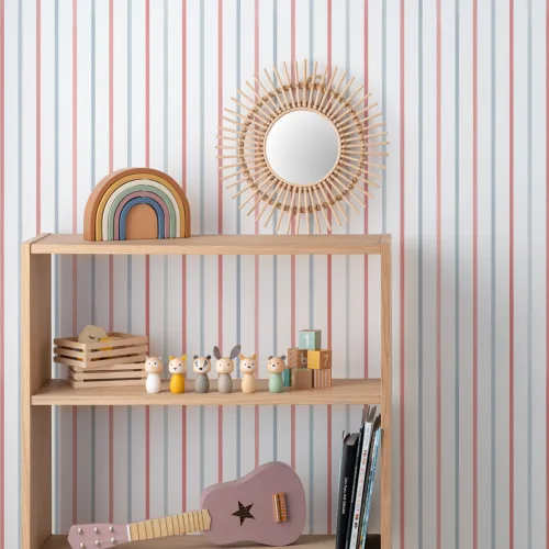 Red And Blue Striped Nautical Kids' Mural