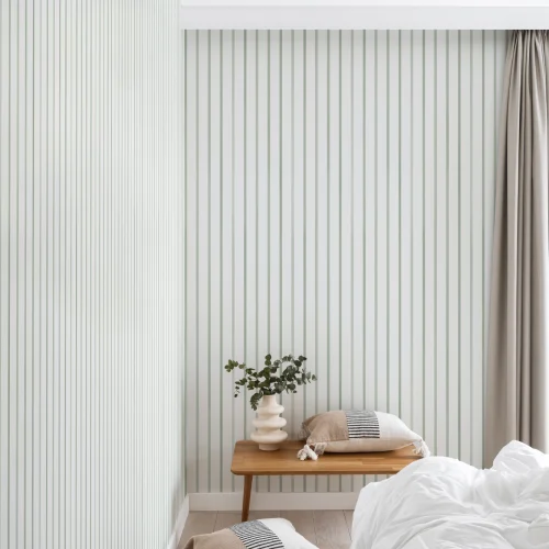 Green Nautical Striped Pattern Mural For Serene Spaces