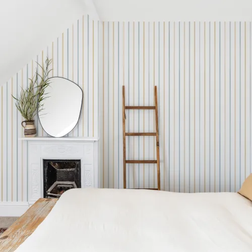 Yellow Striped Pattern Contemporary Nautical Vibe Mural