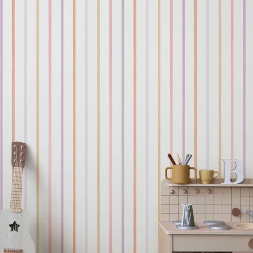 Pastel Striped Minimalist Contemporary Mural For Serenity Vibes