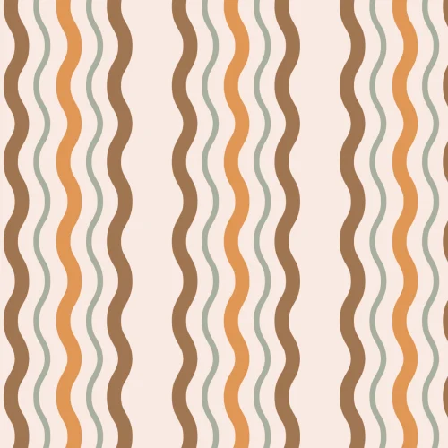 Retro Wavy Ric Rac Striped Wallpaper