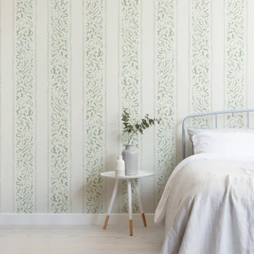 Green Abstract Leaves Striped Mural
