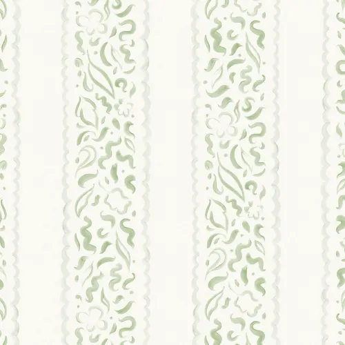 Green Abstract Leaves Striped Mural