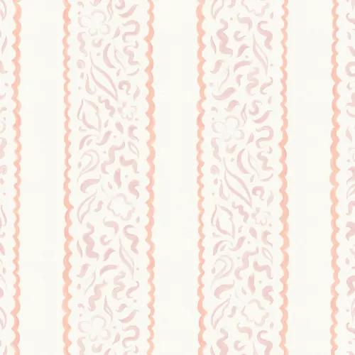 Pink Abstract Leaves Striped Mural