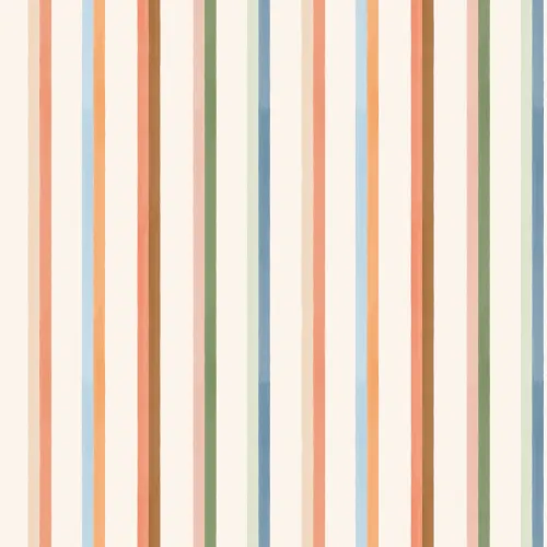 Hand Painted Retro Vertical Stripes Mural