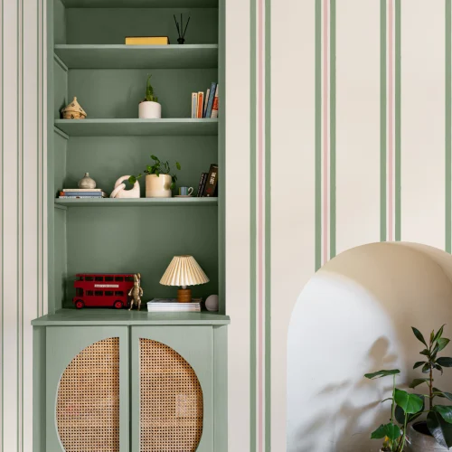 Papel de parede de riscas de lápis com contraste verde
