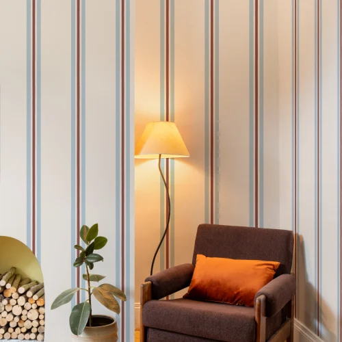 Blue Contrast Pencil Stripes Wallpaper
