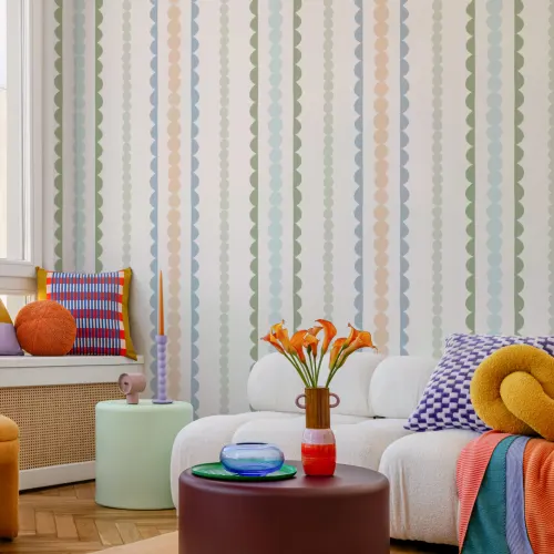 Pastel Scallop Vertical Stripes Mural