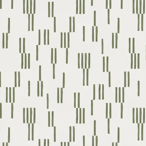 Papel pintado geométrico de líneas verticales pintado a mano en musgo