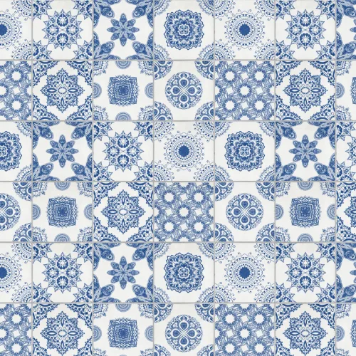 White & Blue Portuguese Tiled Wallpaper Mural