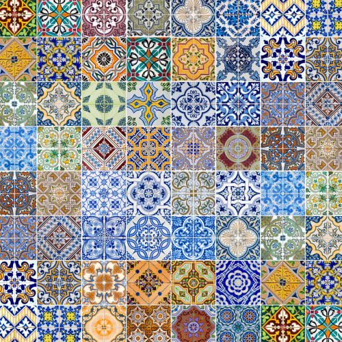 Mural Papel Pintado Azulejos Estampados