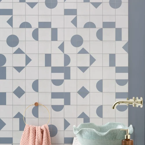 Blue Geometric Tile Wallpaper