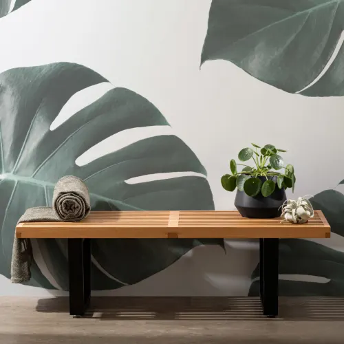Papier Peint Panoramique avec Feuilles de Monstera Grandes