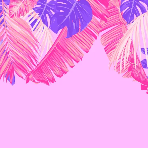 Bright Pink & Purple Tropical Leaves Wallpaper Mural