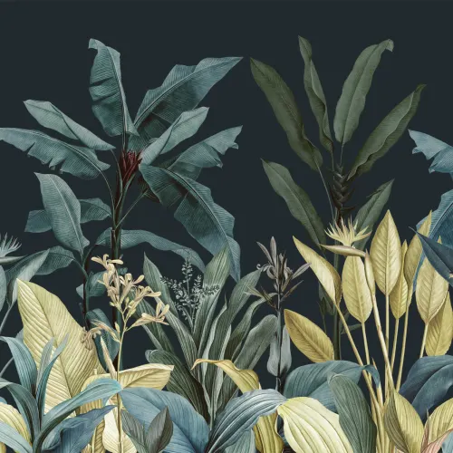 Blue & Green Dark Tropical Wall Mural
