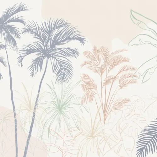 Minimalist Pastel Inky Tropical Wallpaper Mural