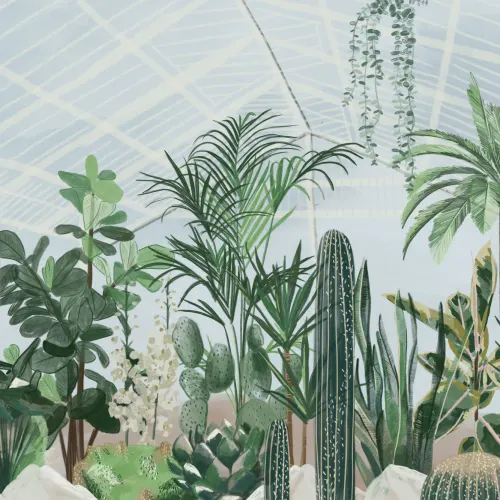 Akvarell Botanisk Växthus Bakgrund fototapet