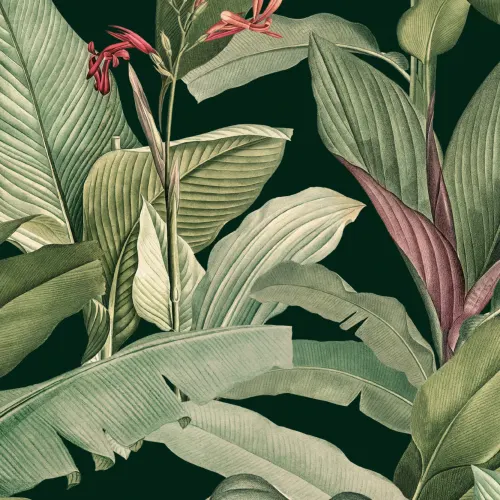 Green Chic Vintage Tropical Repeat Pattern Wallpaper