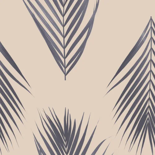 Blue and Cream Palm Leaf Repeat Pattern Wallpaper
