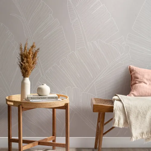 Neutral Pink Large Banana Leaf Wallpaper Mural