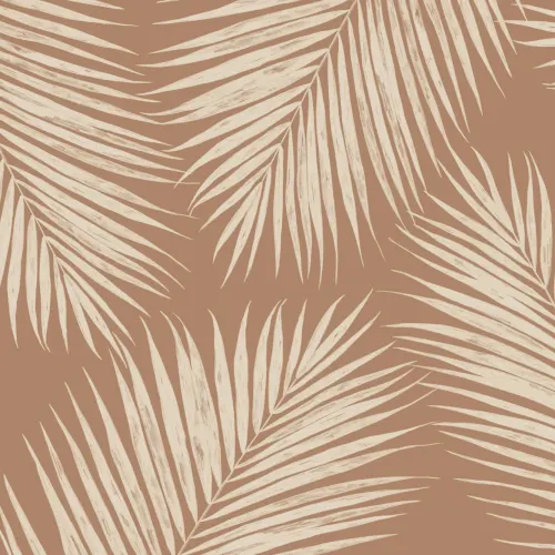 Neutraali Terracotta kuvitettu trooppinen Palm Leaf kuvatapetti