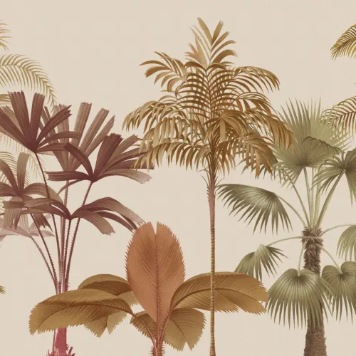 Warm Neutrals Tropical Palm Tree Wallpaper Mural