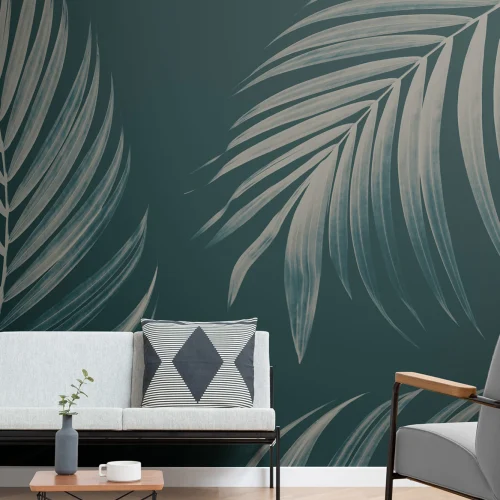 Dark Palm Leaf Wallpaper Mural