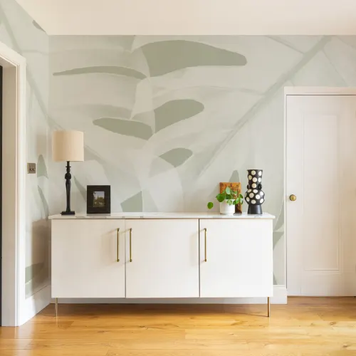 Large Green Monstera Leaf Wall Mural