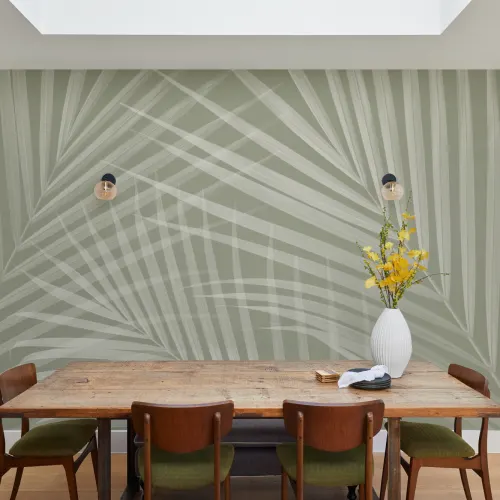 Sage Green Palm Leaves Wall Mural