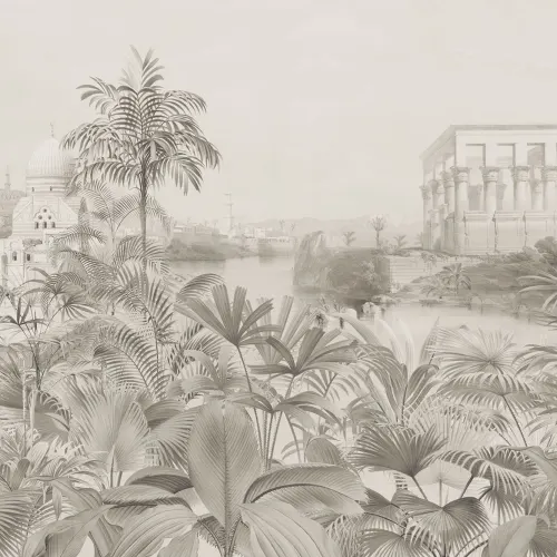 Panoramique jungle vintage en greige