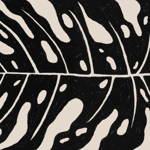 Black & Beige Giant Monstera Leaf Wallpaper Mural