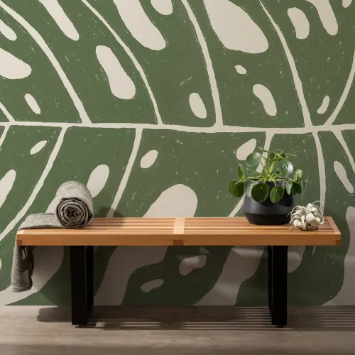 Green Giant Monstera Leaf Wallpaper Mural