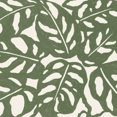 Panoramique feuilles de monstera en vert et beige