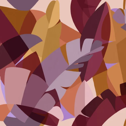 Pink Cubism Style Tropical Leaves Wallpaper Mural