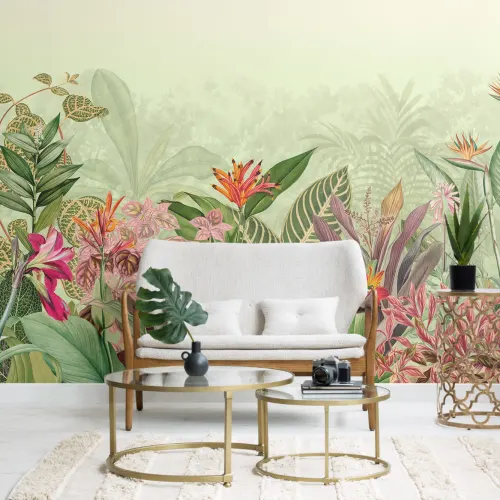 Vintage Tropical Botanics Green Fototapet