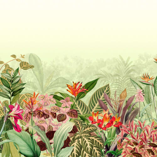 Vintage Tropical Botanics Green Fototapet