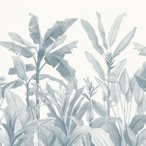 Papier Peint Panoramique Tropicale Vintage Bleue