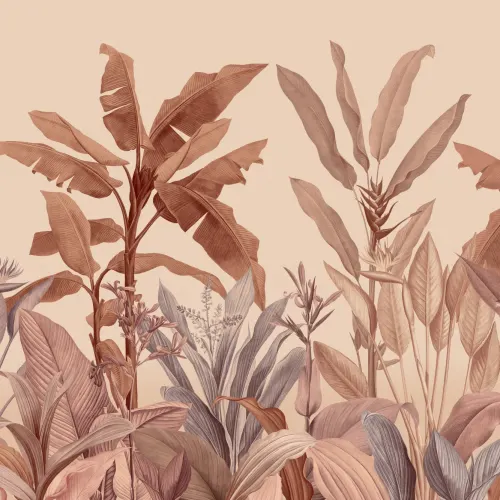 Terracotta Vintage Tropical Mural