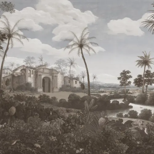 Neutral Frans Post Landscape Painting Mural