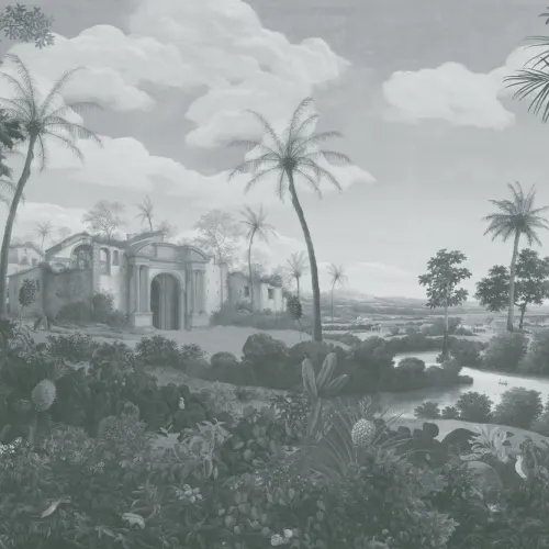 Blue Frans Post Landscape Painting Mural