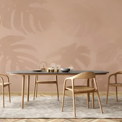 Rosa Monstera Blad Skygge tapet