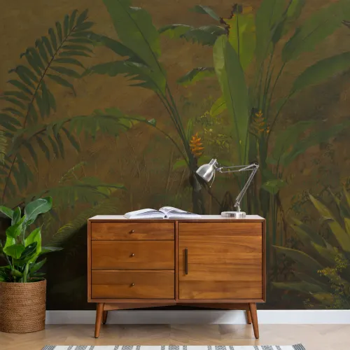 Wild Tropical Jungle Oil Painting Mural