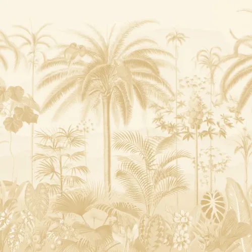 Papier peint panoramique tropical illustré en jaune